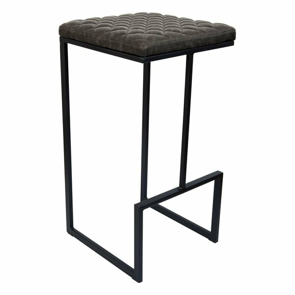 Payasadas Quincy Quilted Stitched Leather Bar Stools with Metal Frame Grey PA3039937